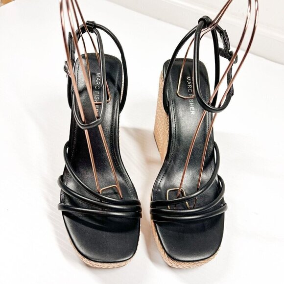 Marc Fisher Womens Size 10M Zeki Strappy Ankle Strap Wedge Heels Shoes BHFO 5777 - Picture 4 of 13